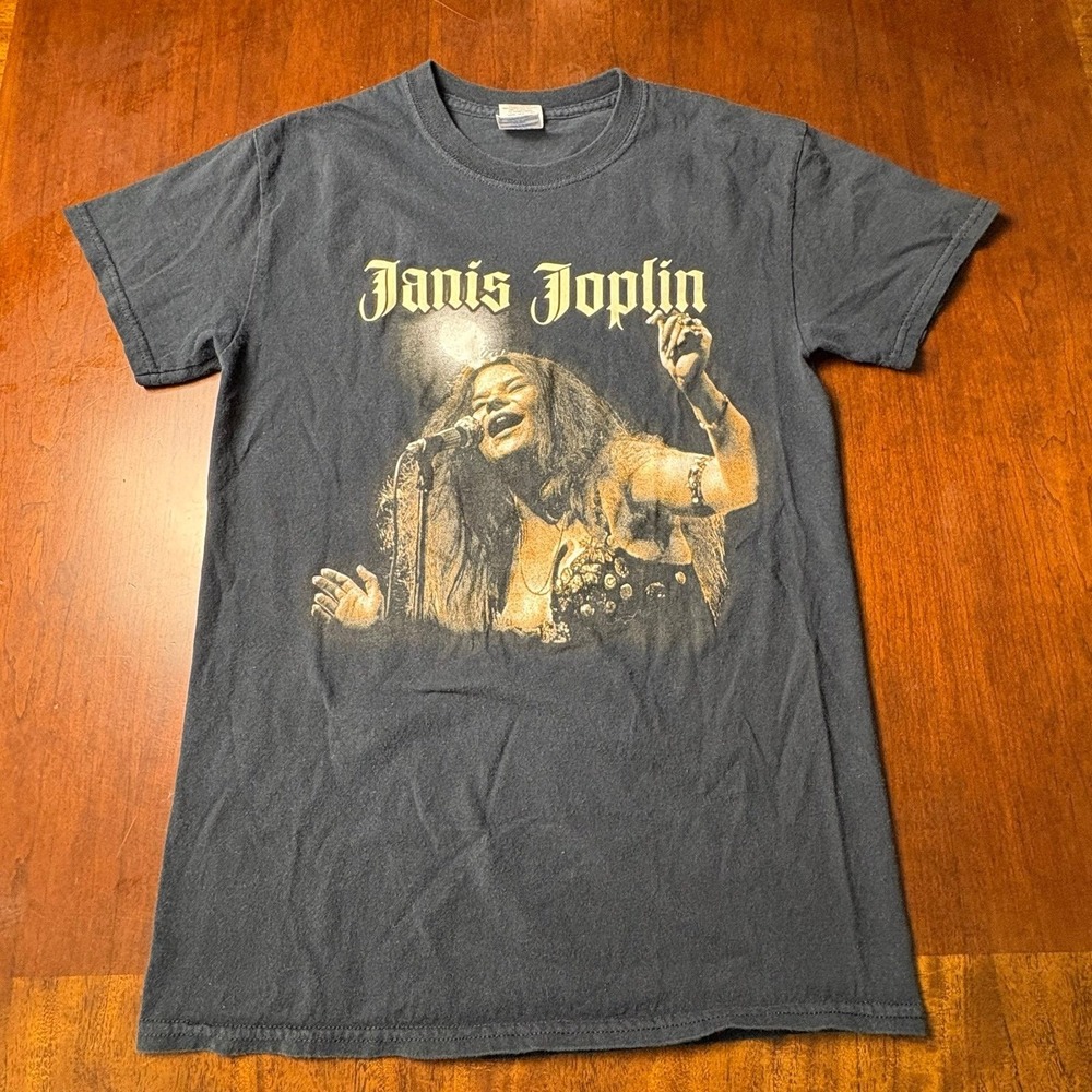 Janis Joplin Live Performance Double Sided T-Shirt Black Small